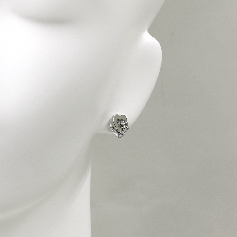 Cartier Double Heart Diamond Earrings 18K White Gold