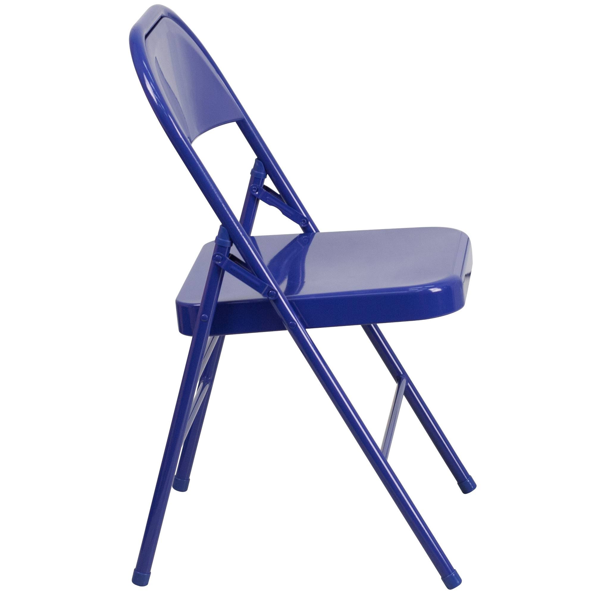 Flash Furniture 4 Pk Hercules Colorburst Series Cobalt Blue Triple Braced Double Hinged Metal Folding Chair
