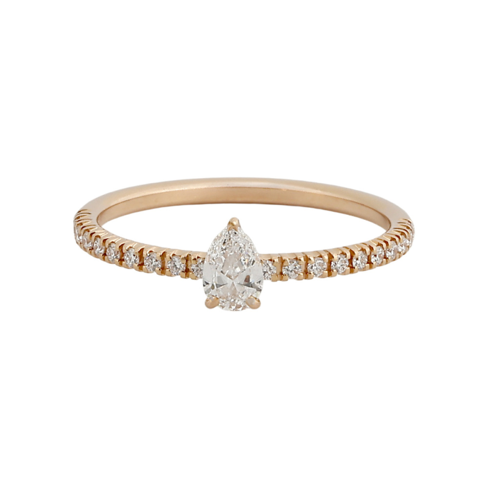 Cartier Ethancel Do Pear Shape Diamond Pavé Setting Ring 18K Rose Gold B4230400