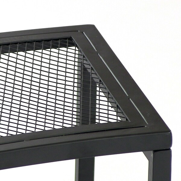 Sunnydaze Fire Pit Bench Black Mesh Steel 23 x 16 Inch