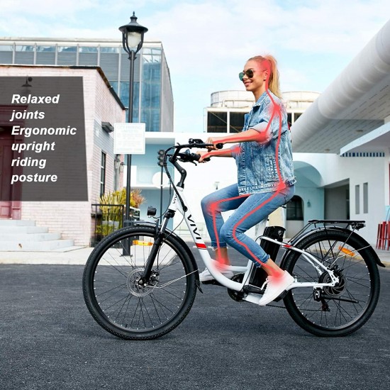 Electric Bike 350W Adult Electric Bicycle 26″ Electric Cruiser Bike/Electric City Bike with Removable 8Ah Lithium-Ion Battery, 7 Speed