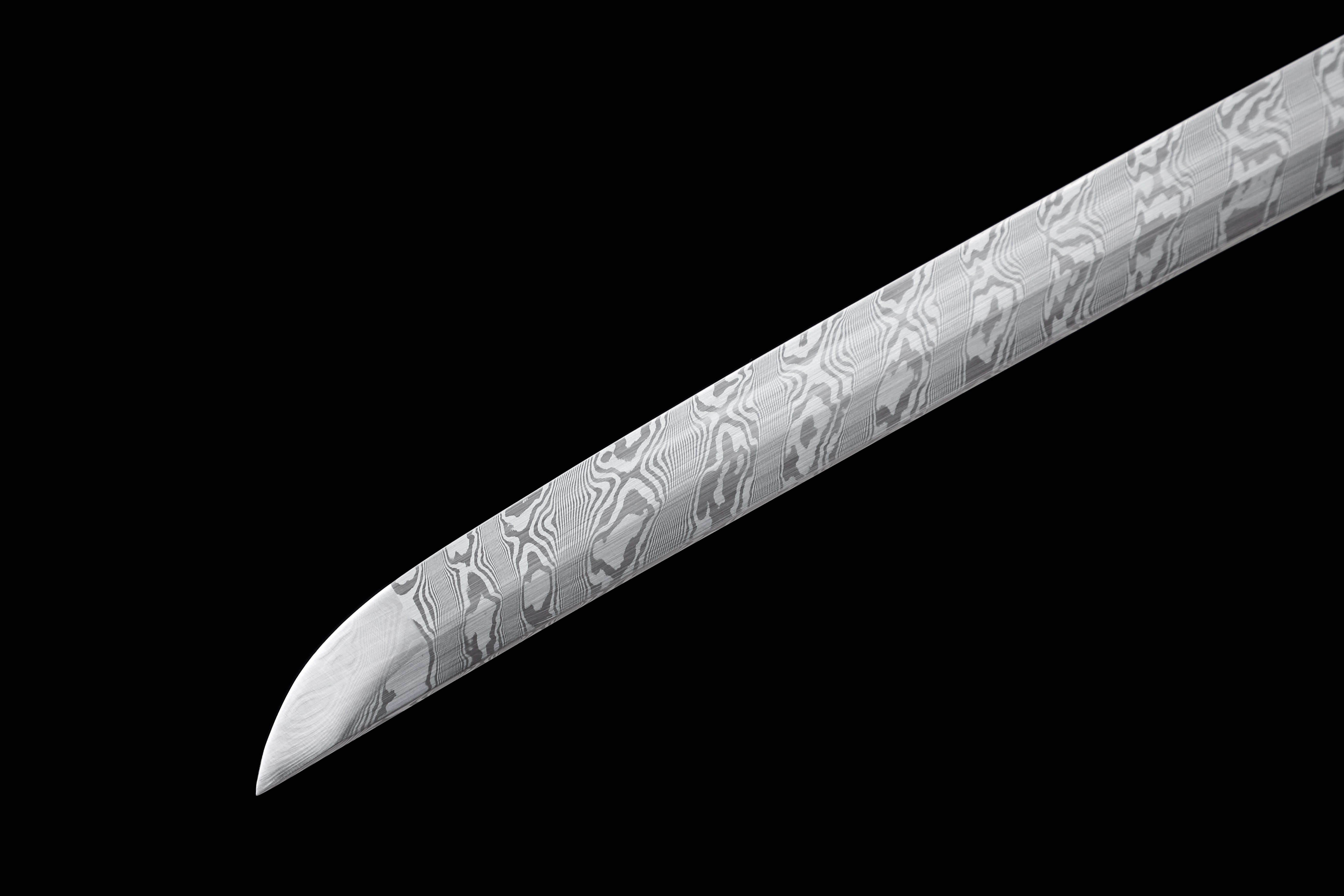 Handmade Katana Damascus Twisted Steel Silver Dragon Kozuka Kogai
