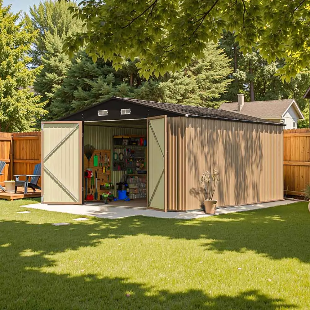Patiowell 10x12 Metal Shed Pro With an Optional Floor Base