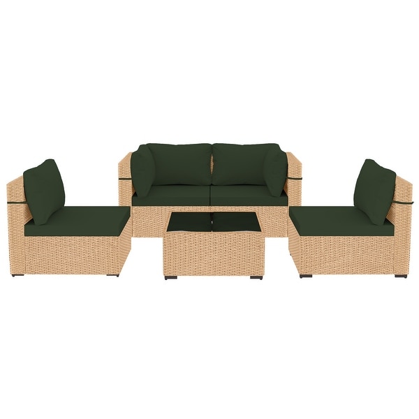 UPHA 5Piece Patio Furniture Wicker Sofa Set with Cushions