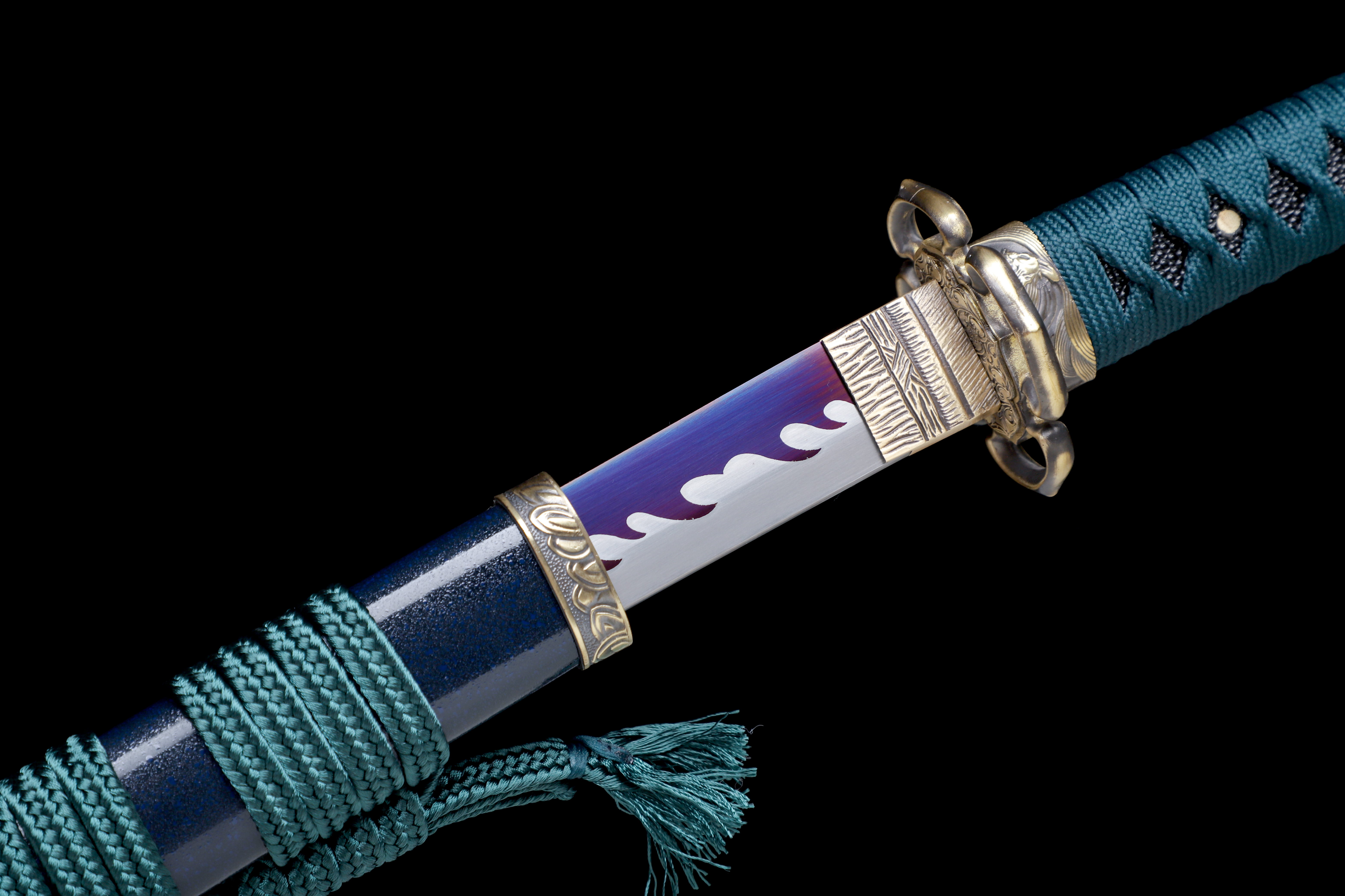 Handmade Japanese Katana 9260 Spring Steel Purple Blade Full Tang