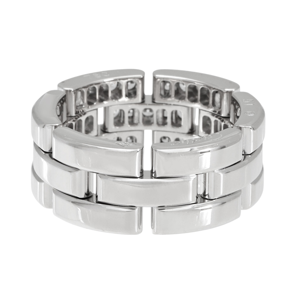 Cartier Mayon Pantale 3 Companies Semi-pave Setting Ring 18K White Gold Diamond B4127200