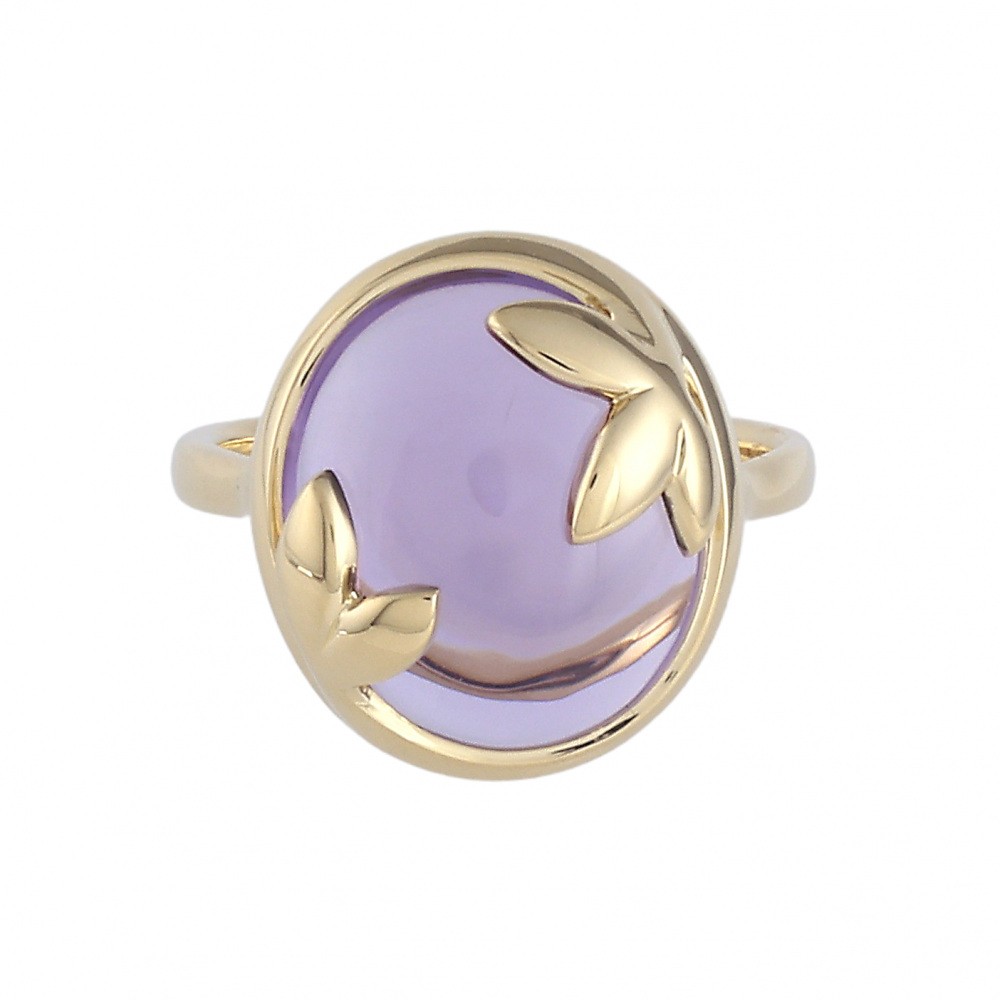 Tiffany & Co. Paloma Picasso Olive Leaf Ring 18K Yellow Gold Amethyst