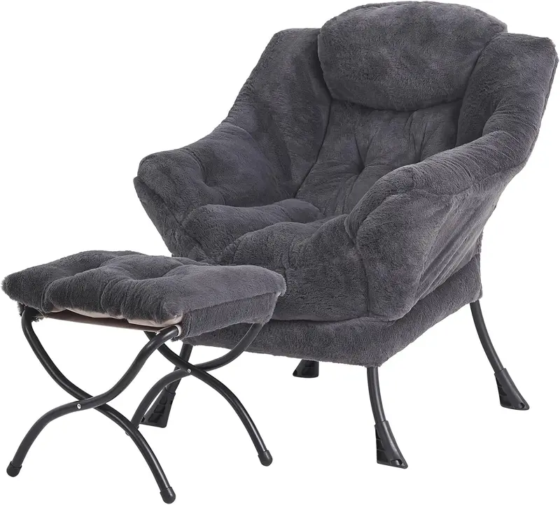 Tiita Modern Lazy Lounge Chair with Matching Ottoman – Large Leisure Armchair Set