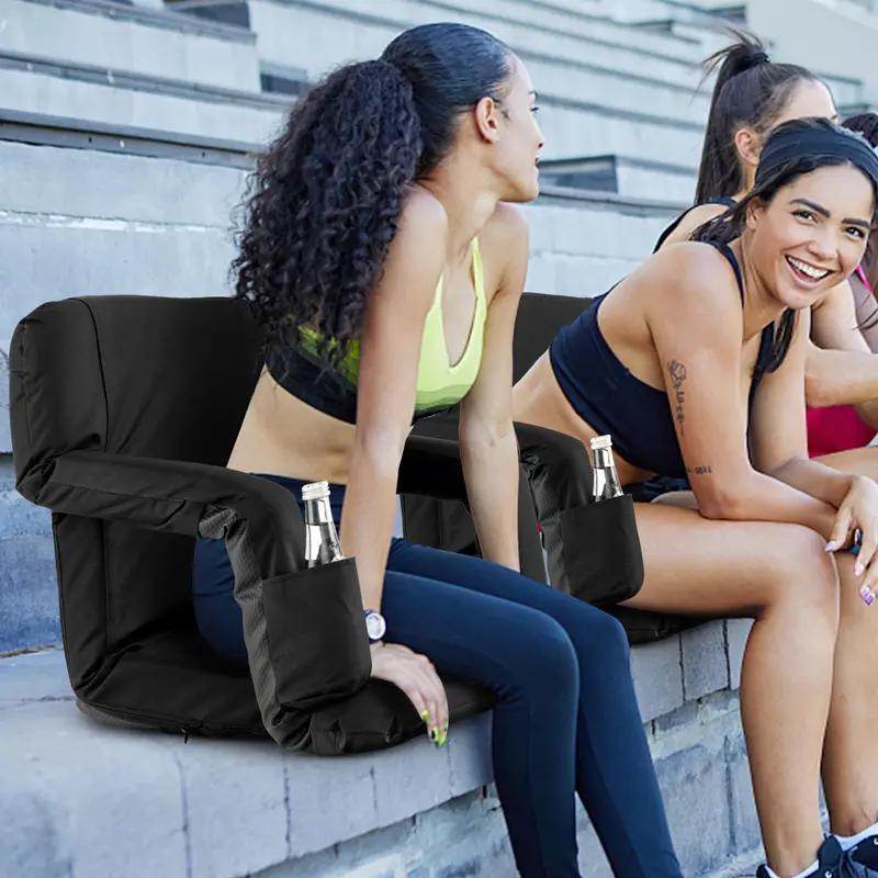 Stadium-Style Folding Bleacher Chair – Ergonomic Back Support & 6 Adjustable Recline Positions