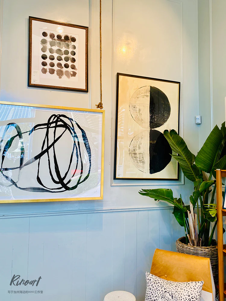 AH024 (Set) - California Contemporary Moonwall Minimalist Hand-Painted Artwork, Modern Decor