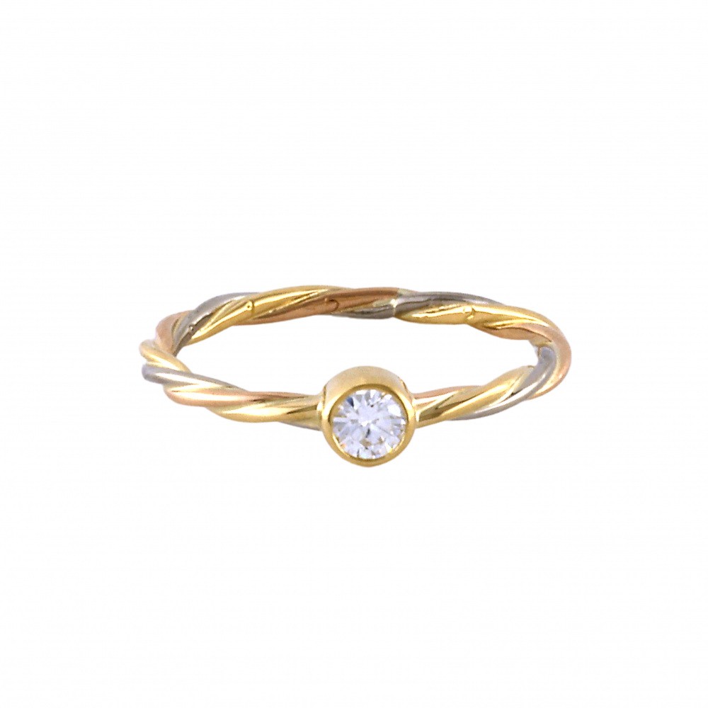 Cartier Twist 1PD K18YG Yellow Gold K18PG Pink Gold K18WG White Gold Ring Tri-Gold Diamond