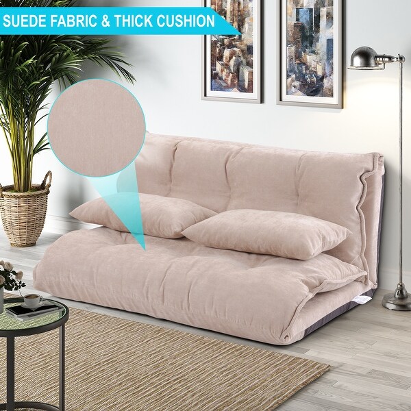 Lazy Sofa Adjustable Folding Futon Sofa with Pillows