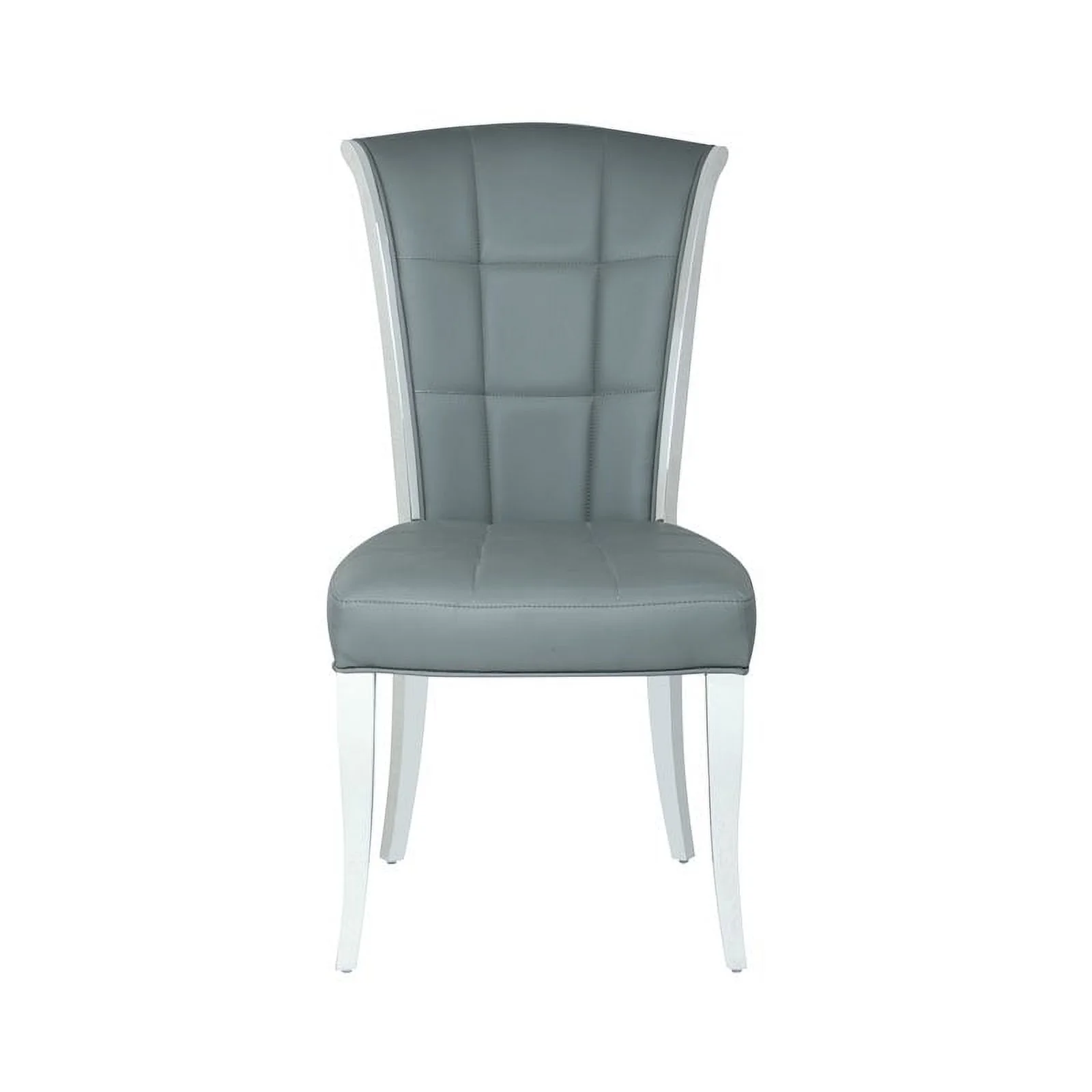 Milan Aurelia Tufted Faux Leather Side Chair in Gray (Set of 2)