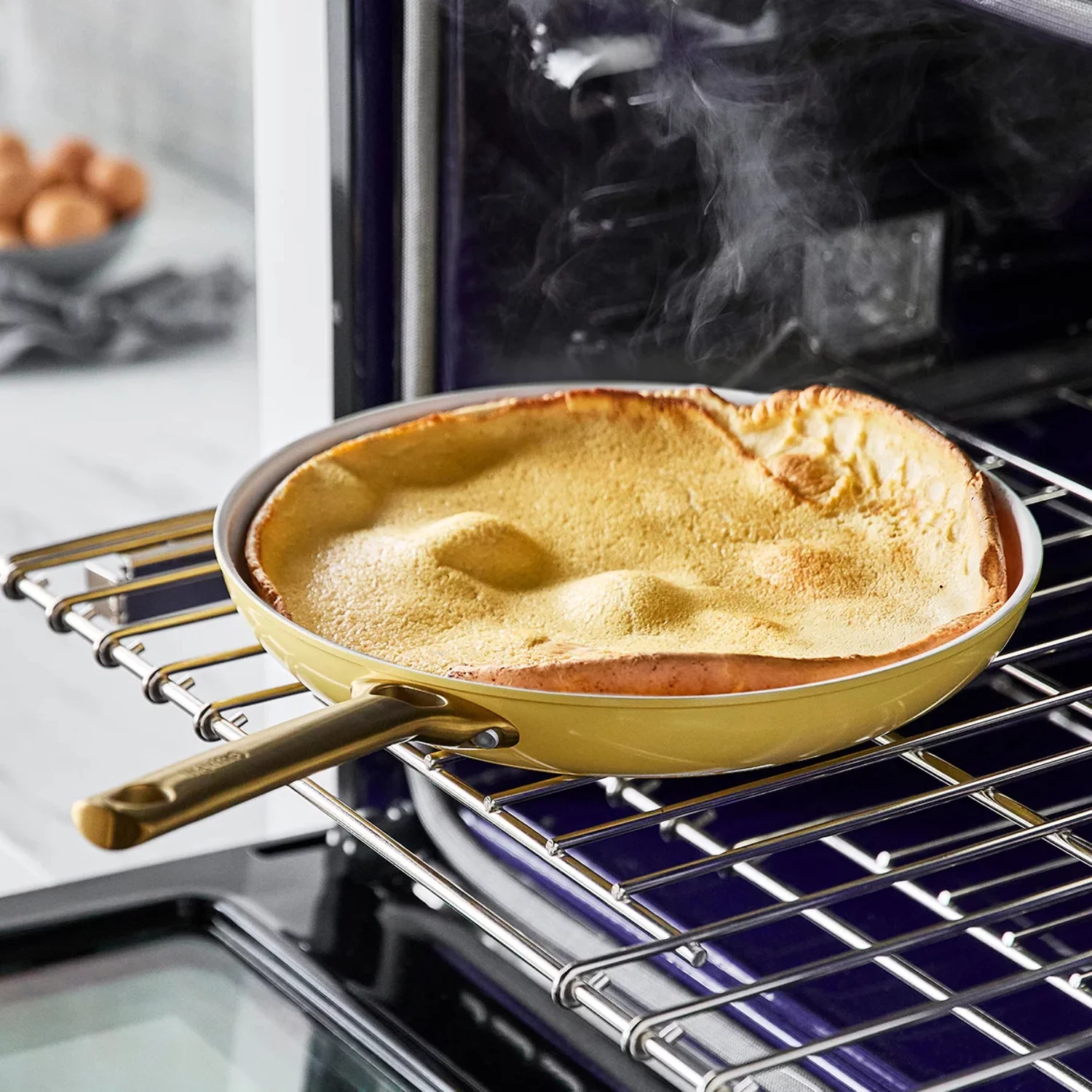 GreenPan Reserve Ceramic Nonstick 10-Piece Cookware Set | Sunrise with Gold-Tone Handles