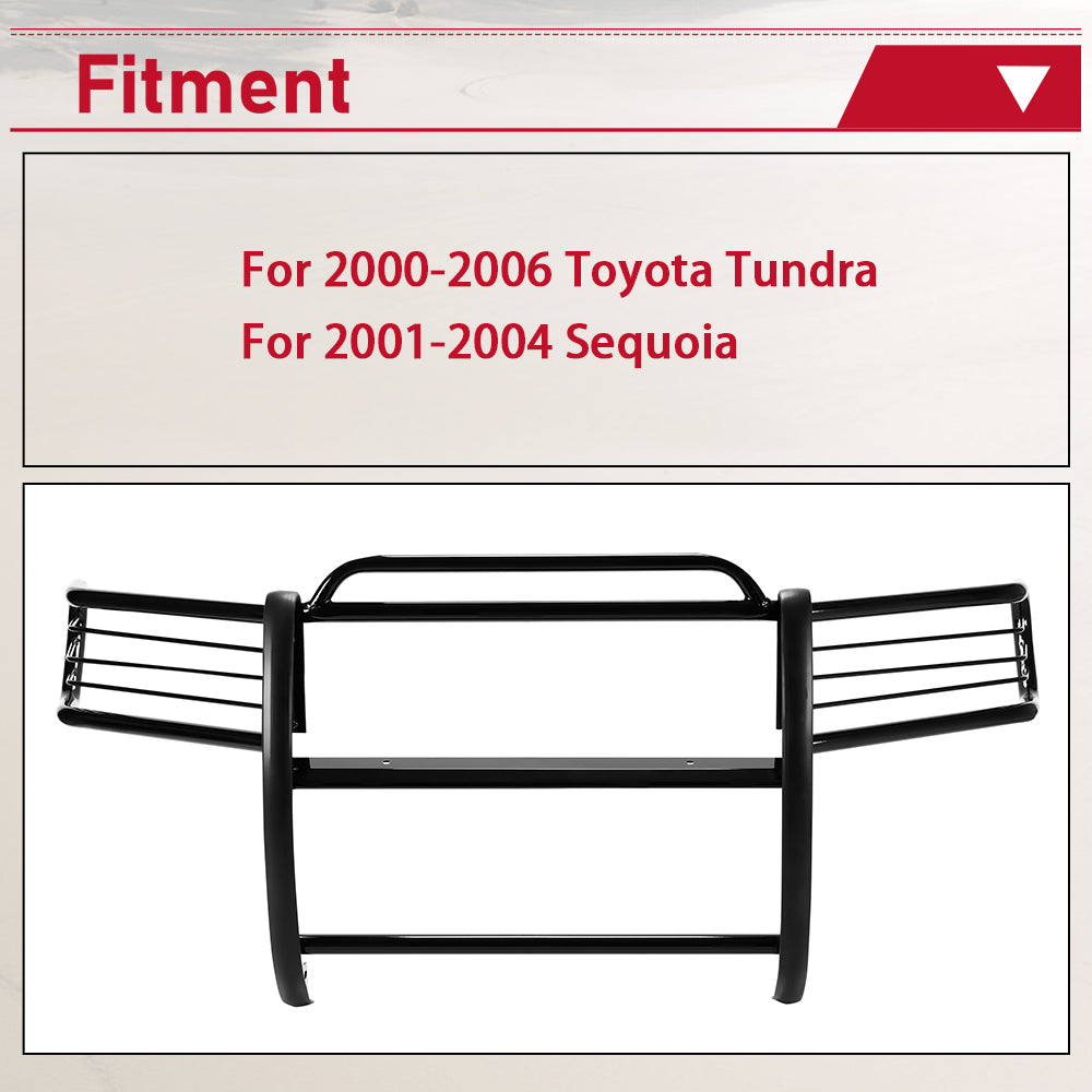 Kojem Front Bumper Grille Brush Headlight Guard Black Steel for 2000-06 Toyota Tundra 01 02 03 04 Sequoia