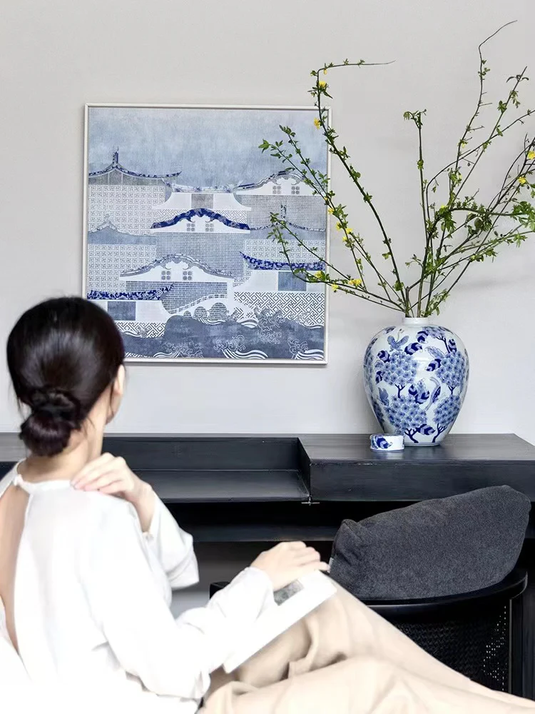AP098 - Dutch Original! Rhino Gallery Blue and White Porcelain 3D Installation Art Piece for Living Room Decorative Painting