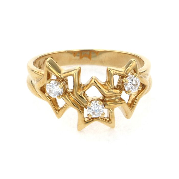 Tiffany & Co. Tiffany Triple Star K18YG Yellow Gold Ring Diamond