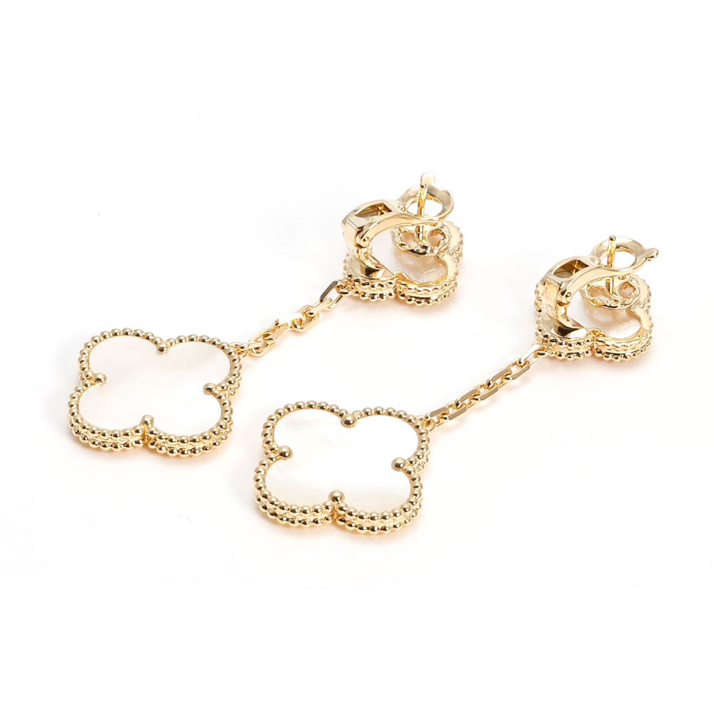 Van Cleef & Arpels Magic Alhambra Earrings 18K Yellow Gold Mother of Pearl VCARD78800