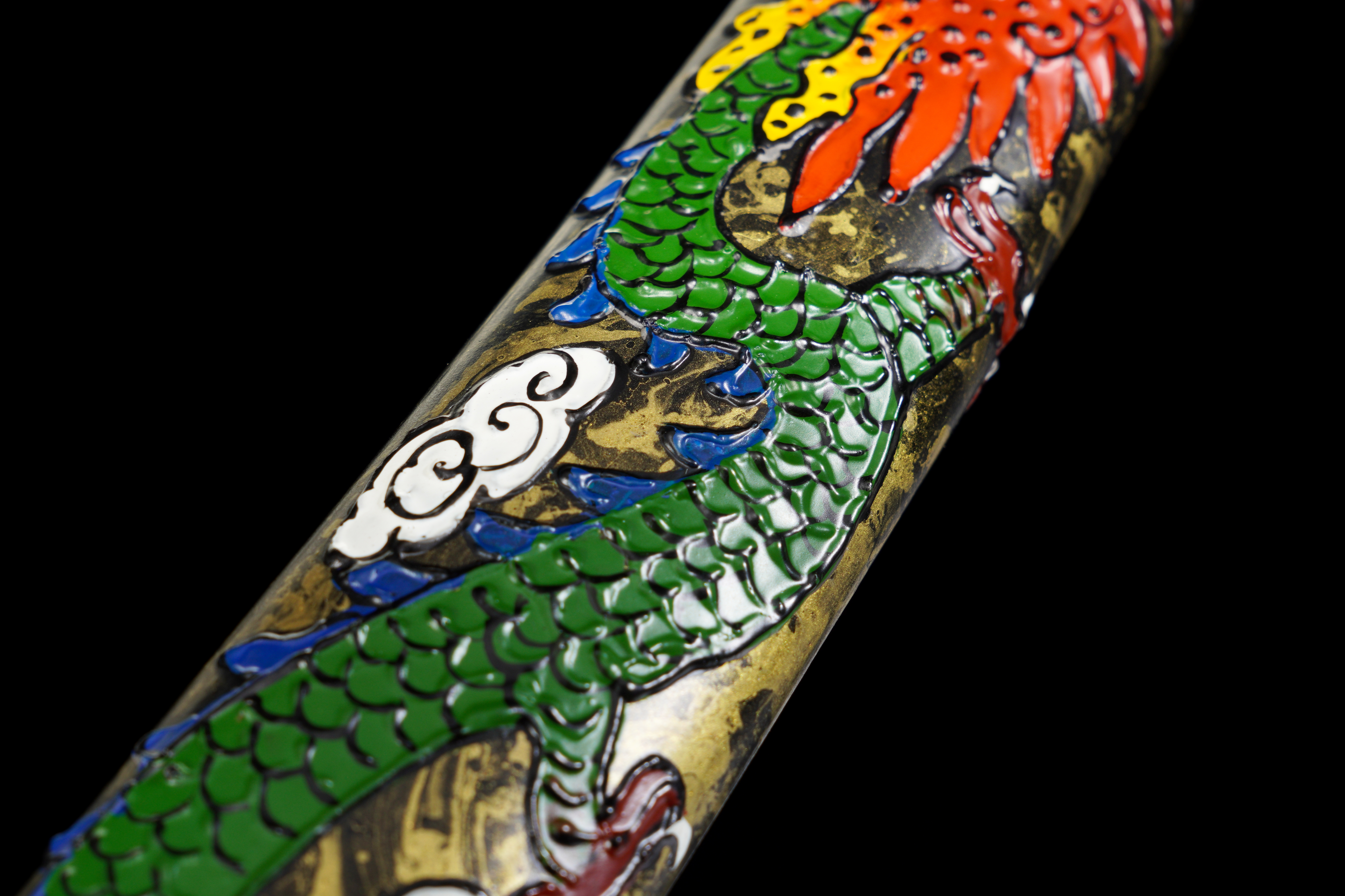Handmade Japanese Katana Sanmai Steel Clay Tempered Dragon Tsuba Full Tang