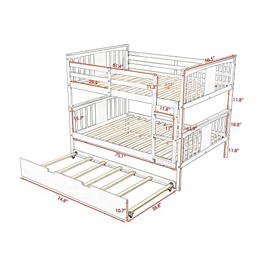 Harper & Bright Designs Twin Over Twin Bunk Bed with Stairs, Slide, Desk, Solid Wood Bunk Bed with Storage Drawers and Shelves, for Kids Teens Adults (Gray)