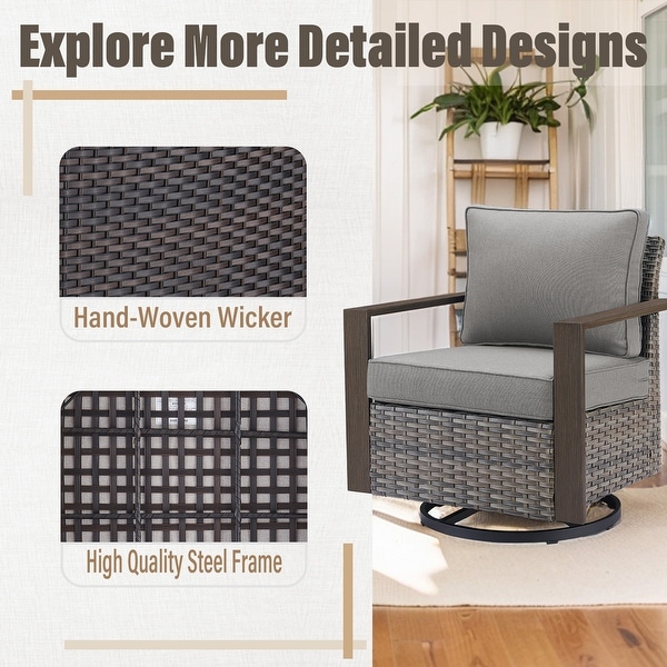 Patio Bistro Set with Rocking Chairs with Ottomans