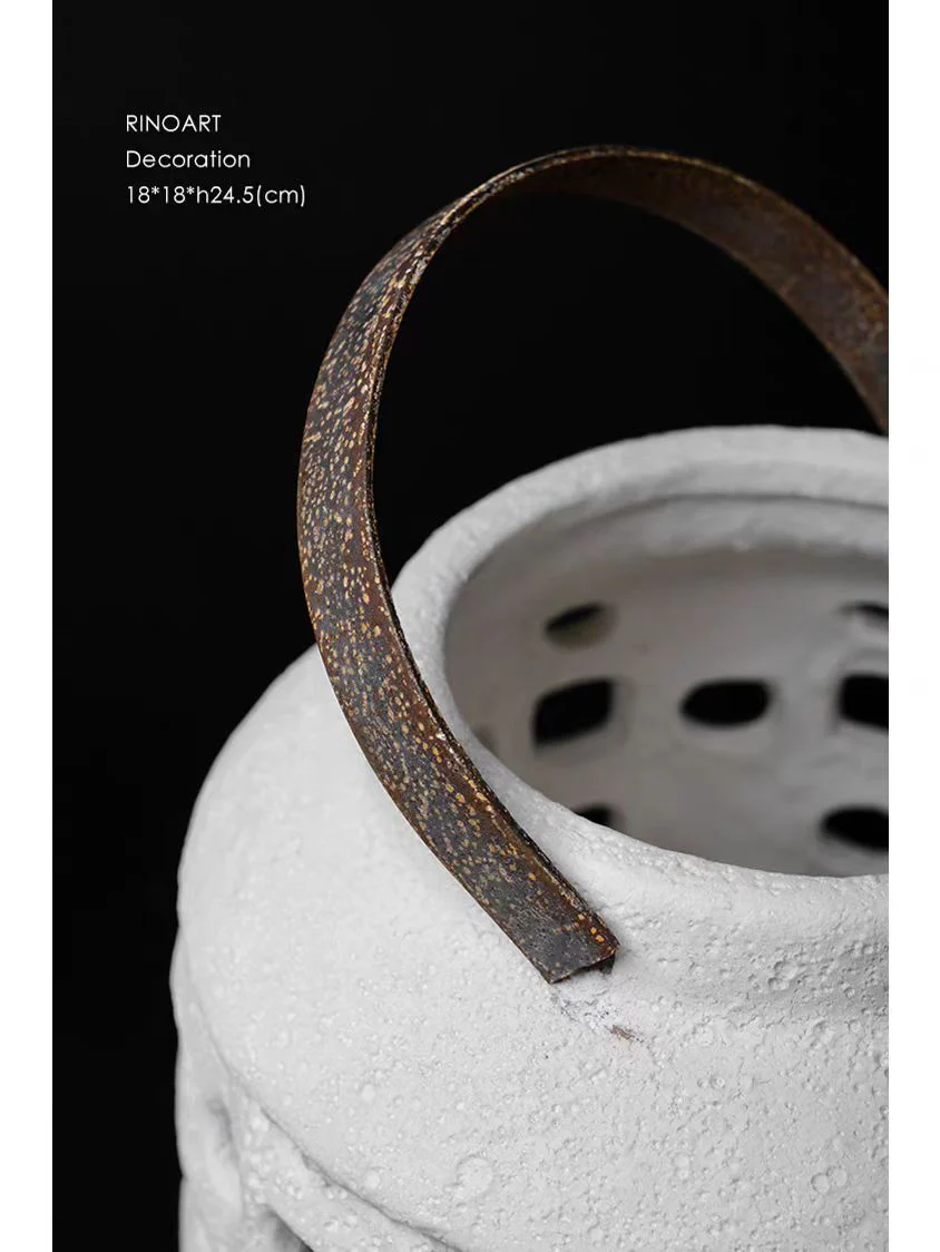 DC110 - Handheld! Ceramic artist Wabi-Sabi hand-carved blank candlestick outdoor wind lamp fireplace interior ornament