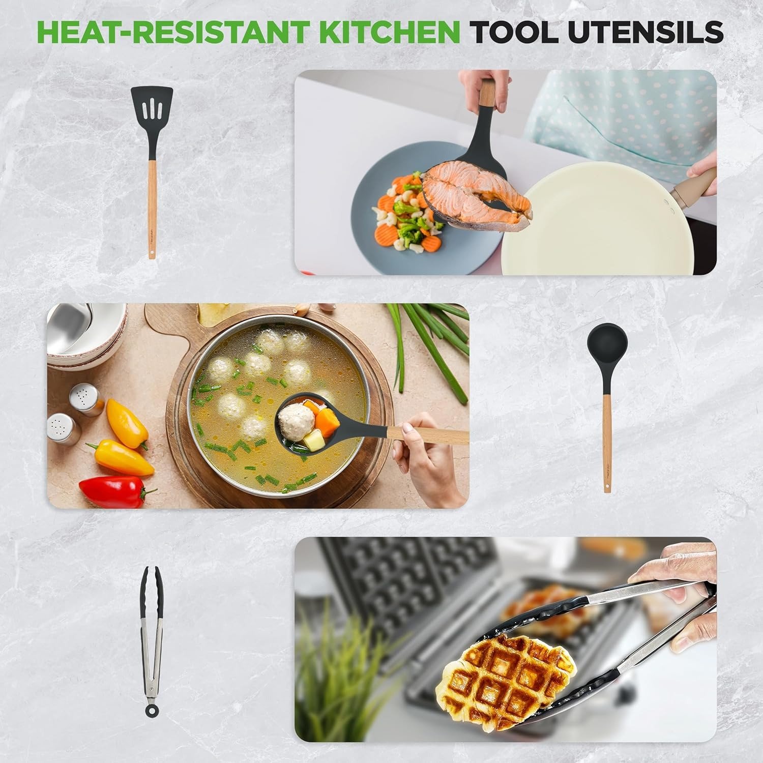 22-Piece Black Marble Non-Stick Cookware & Bakeware Set Induction Compatible Dishwasher Safe