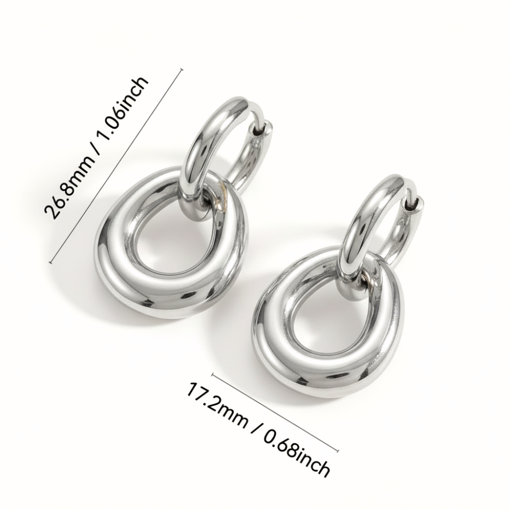 Chunky Gold Plated Stainless Steel Hoop Earrings for Women Puffy Teardrop Dangle Earrings Minimalist Geometric Statement Jewelry