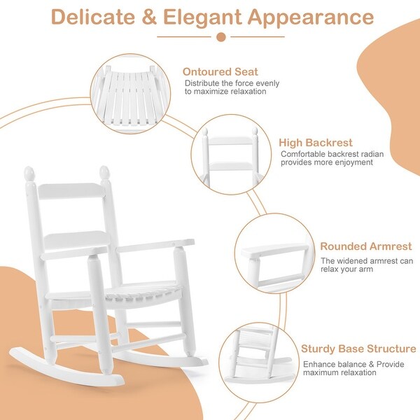 Children's Wooden Rocking Chair White Poplar