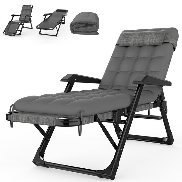 Patio Reclining Adjustable Chaise Lounge with Removable Cushion,Grey