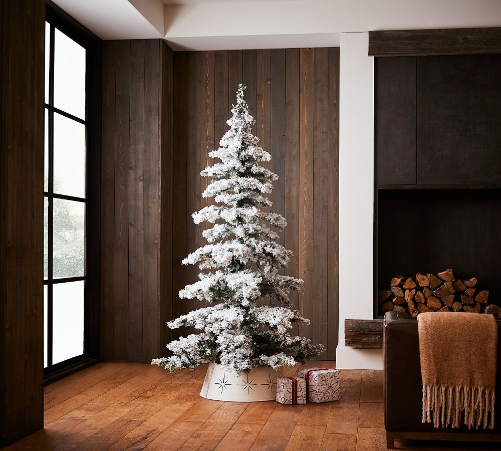 Lit Flocked Layered Spruce Faux Christmas Trees  sgtnighsdesigns