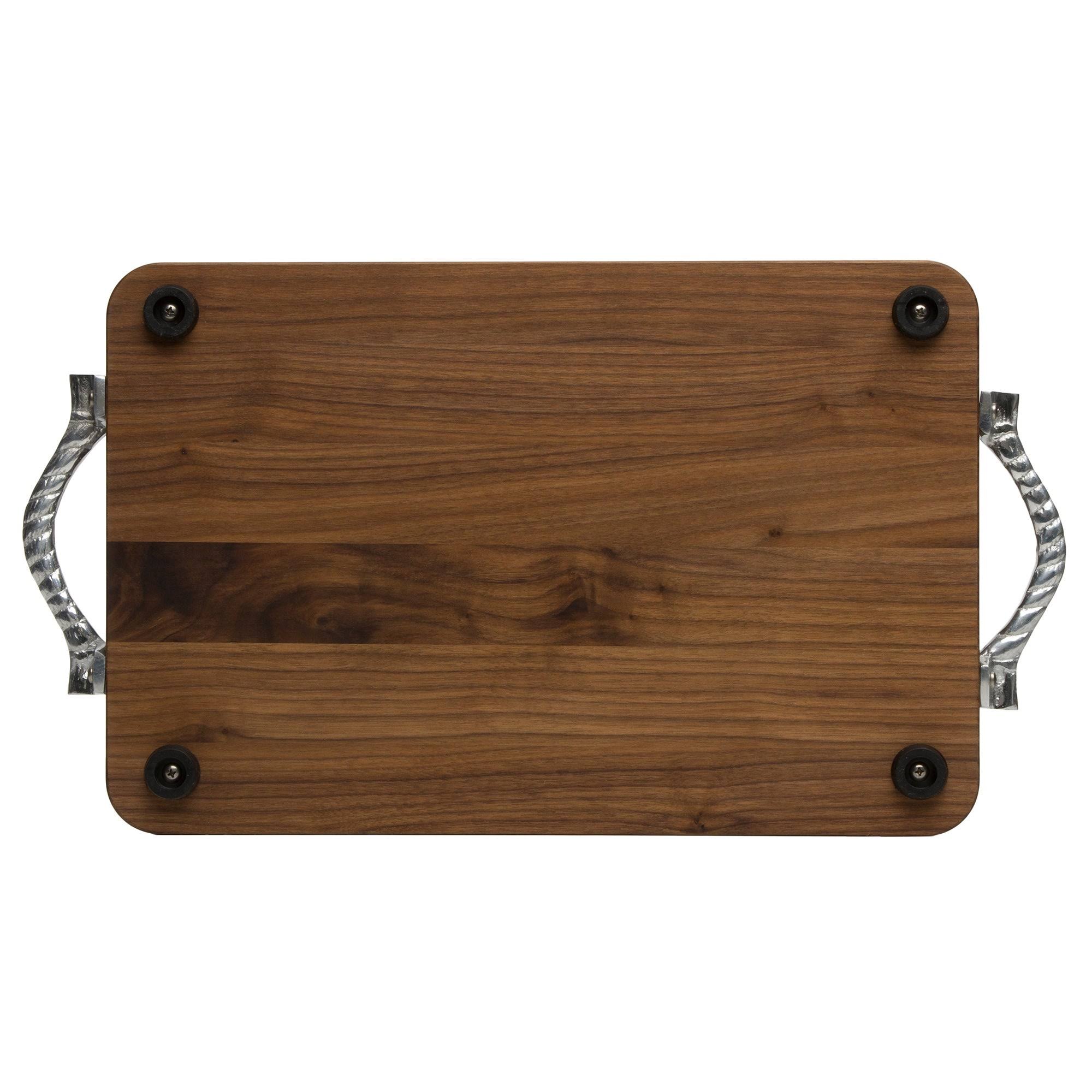 Bigwood Boards Monogrammed Walnut Cutting Board with Rope Handles, H