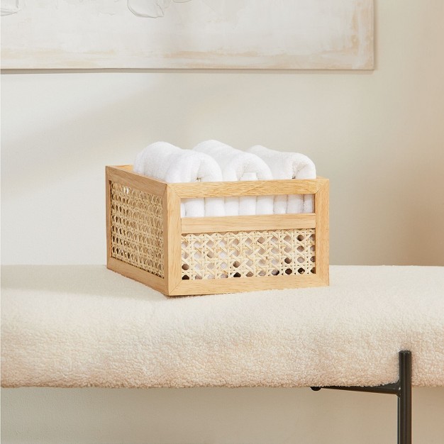 Mdesign Natural Cane Kitchen Organizer Storage Bin With Handles
