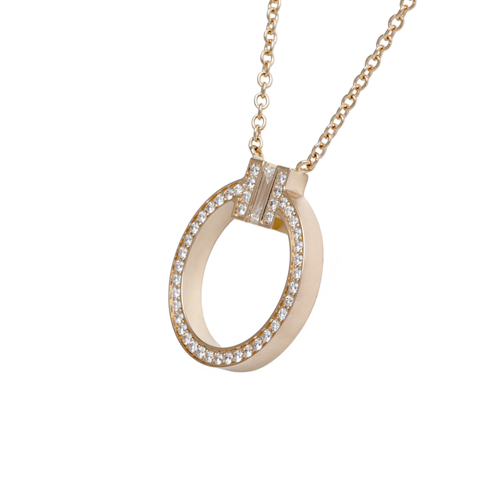 Tiffany & Co. Tiffany T T-circle Necklace 18K Rose Gold Diamond 63843091