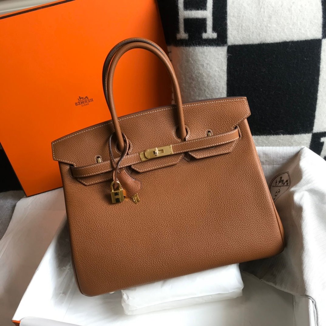 Hermes Birkin 35Cm Bag Brown Togo Gold Hardware