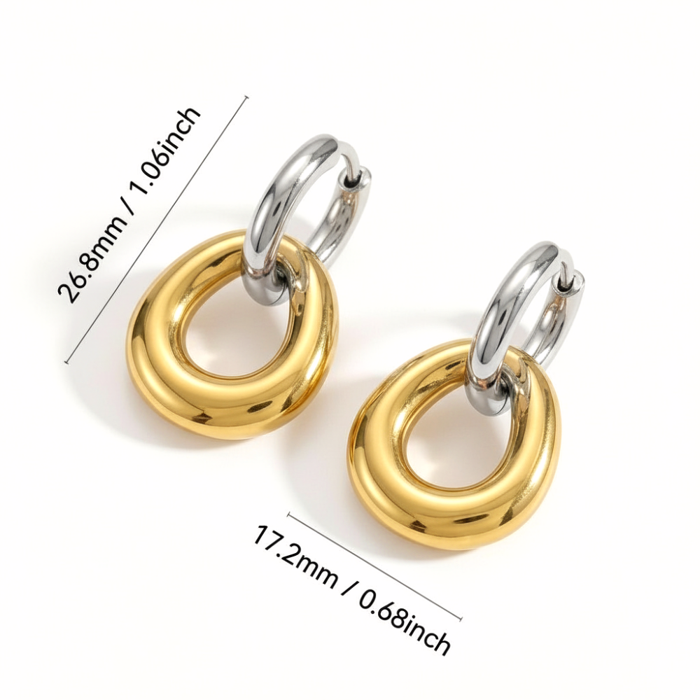 Chunky Gold Plated Stainless Steel Hoop Earrings for Women Puffy Teardrop Dangle Earrings Minimalist Geometric Statement Jewelry