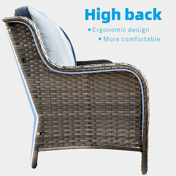 OVIOS Grey Wicker 6piece Patio Furniture Set With Fire Pit