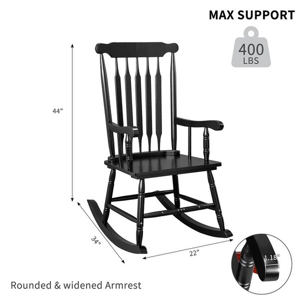 Single Solid Wood Patio Rocking Chair
