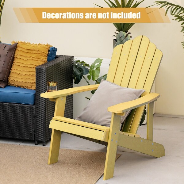 Costway Patio HIPS Adirondack Chair with Cup Holder Weather Resistant