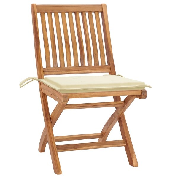 vidaXL Patio Chairs 2 pcs with Cream Cushions Solid Teak Wood