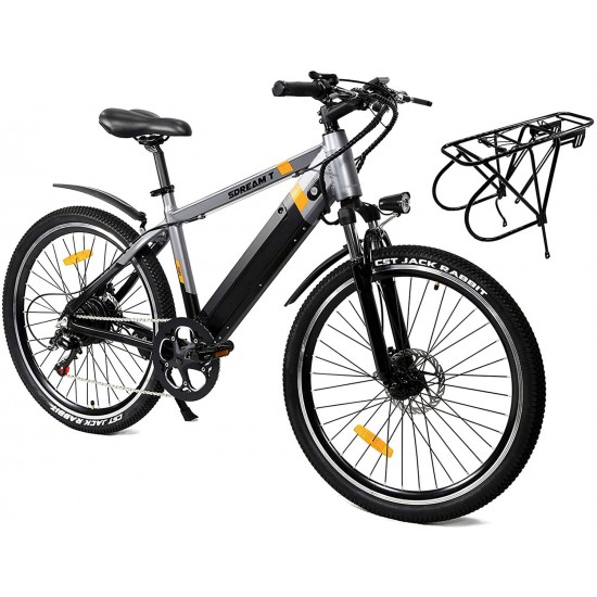 26″ Electric Mountain Bike for Adults SDREAM T350, 48V/10.4Ah Removable Hidden Battery, 350W Brushless Motor, LED Display with Cruise, Front Suspension Ebike for Mountain Trail and Commuting