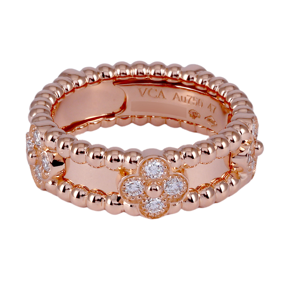 Van Cleef & Arpels Perlée Clovers Sweet Clover Ring 18K Rose Gold Diamond VCARP6ML00