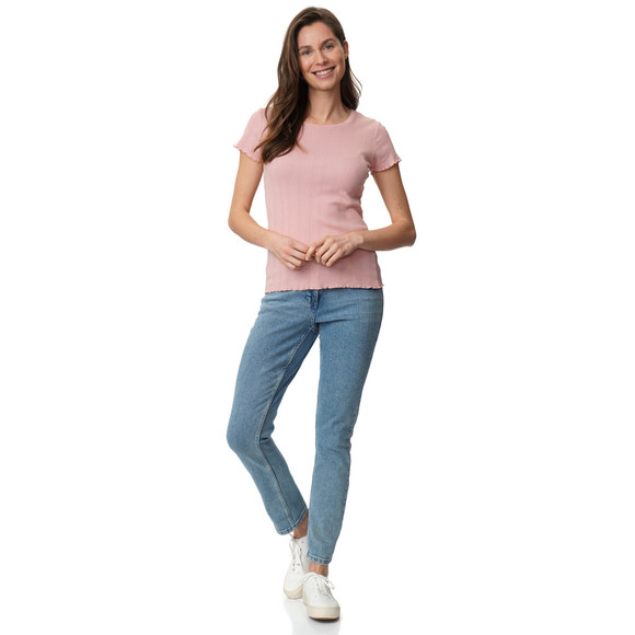 Gina Damen T-Shirt mit Ajours-Muster