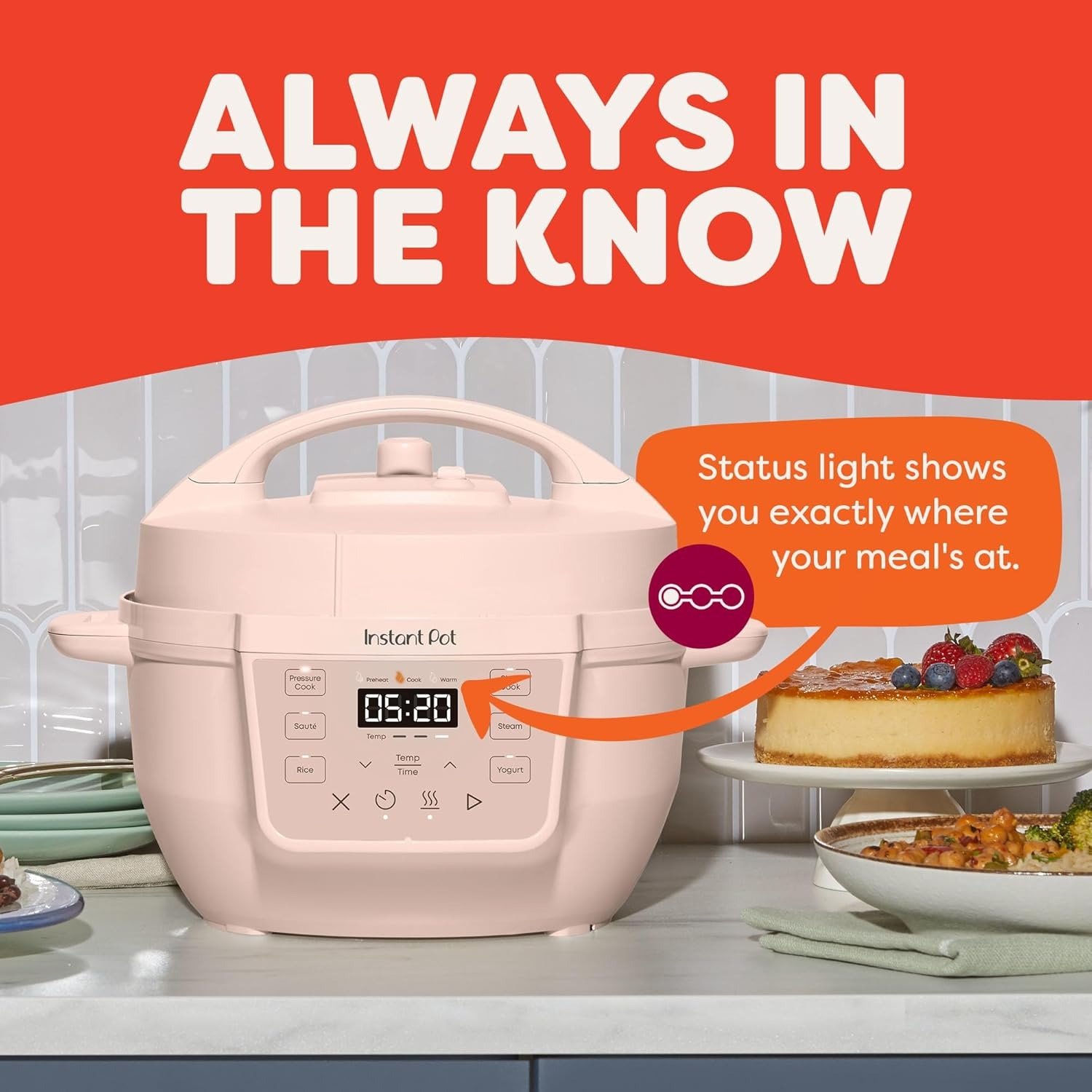 Mini 7-in-1 Multi-Cooker, Pressure Cooker, Slow cook, Sauté, Steam, Rice Maker, Yogurt, & Warmer, Rosewater, 4 Quarts