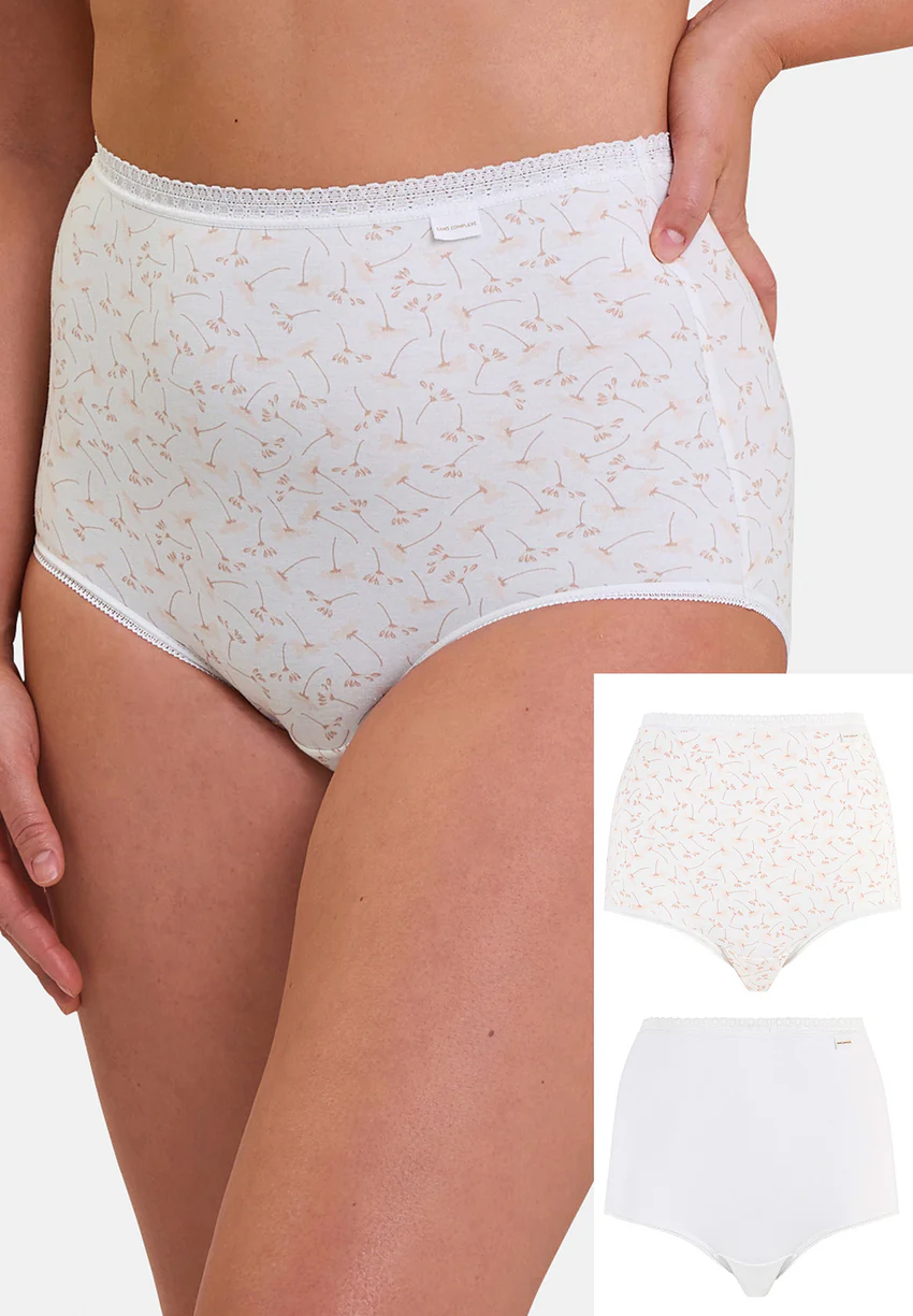 Lot de 2 culottes Classique Coton Blanc et Imprimé Floral