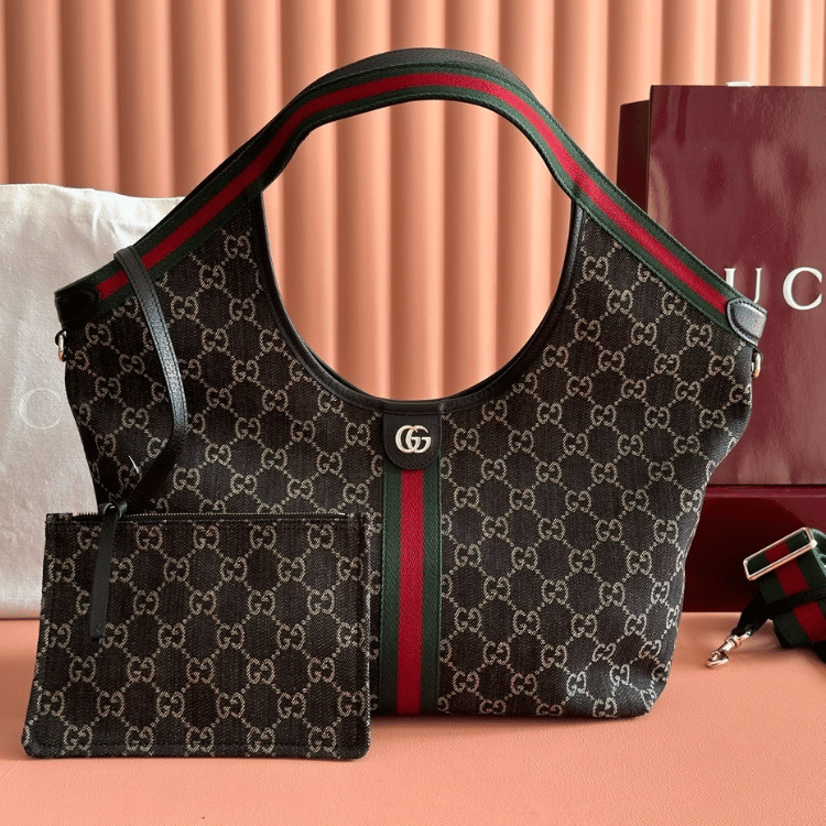 ‎Gucci Gg Ophidia Giglio Tote Shoulder Bag Black ‎9.8 Inches 853971 FAFYU 1155