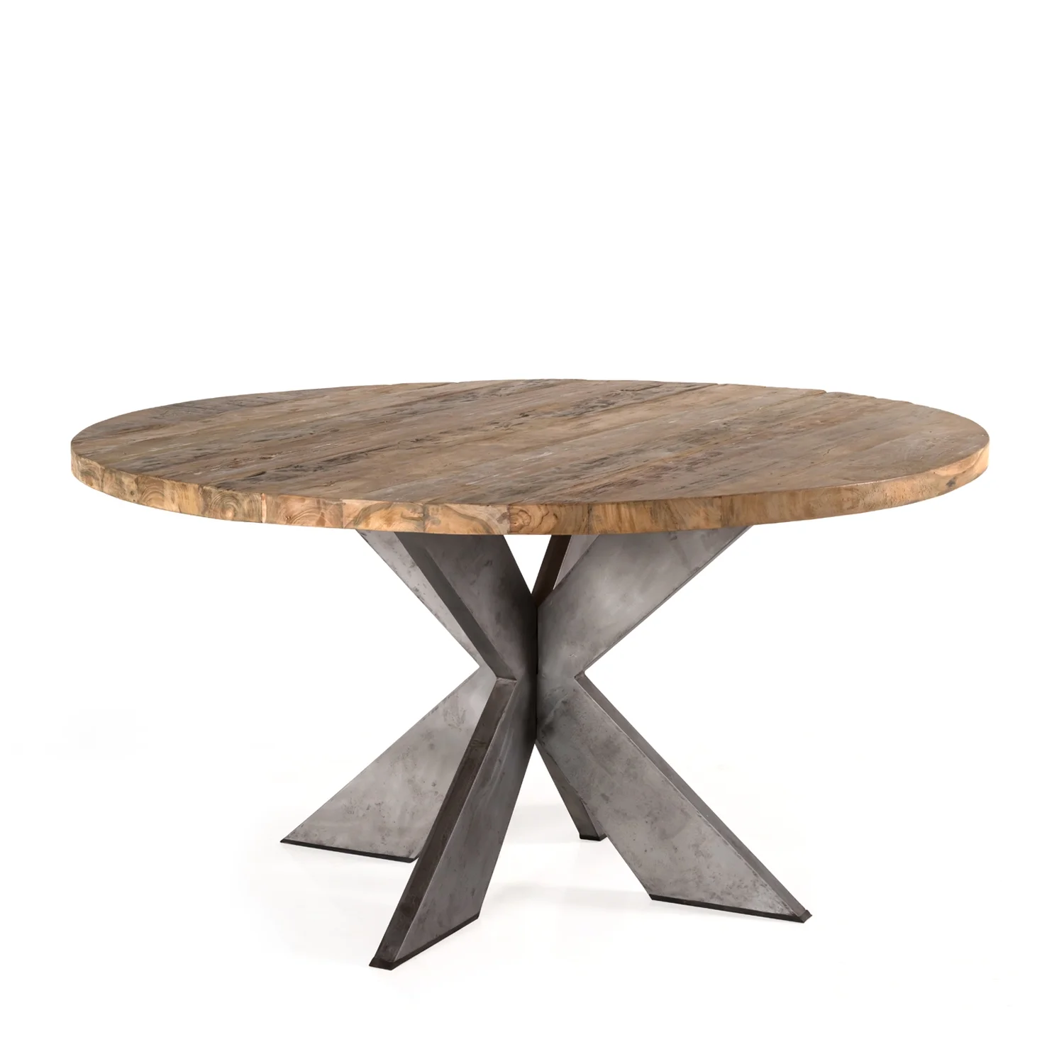 Padmas Plantation  Emely Round Recycled Teak Wood Dining Table - Natural - 30.25 x 59 x 59 in.