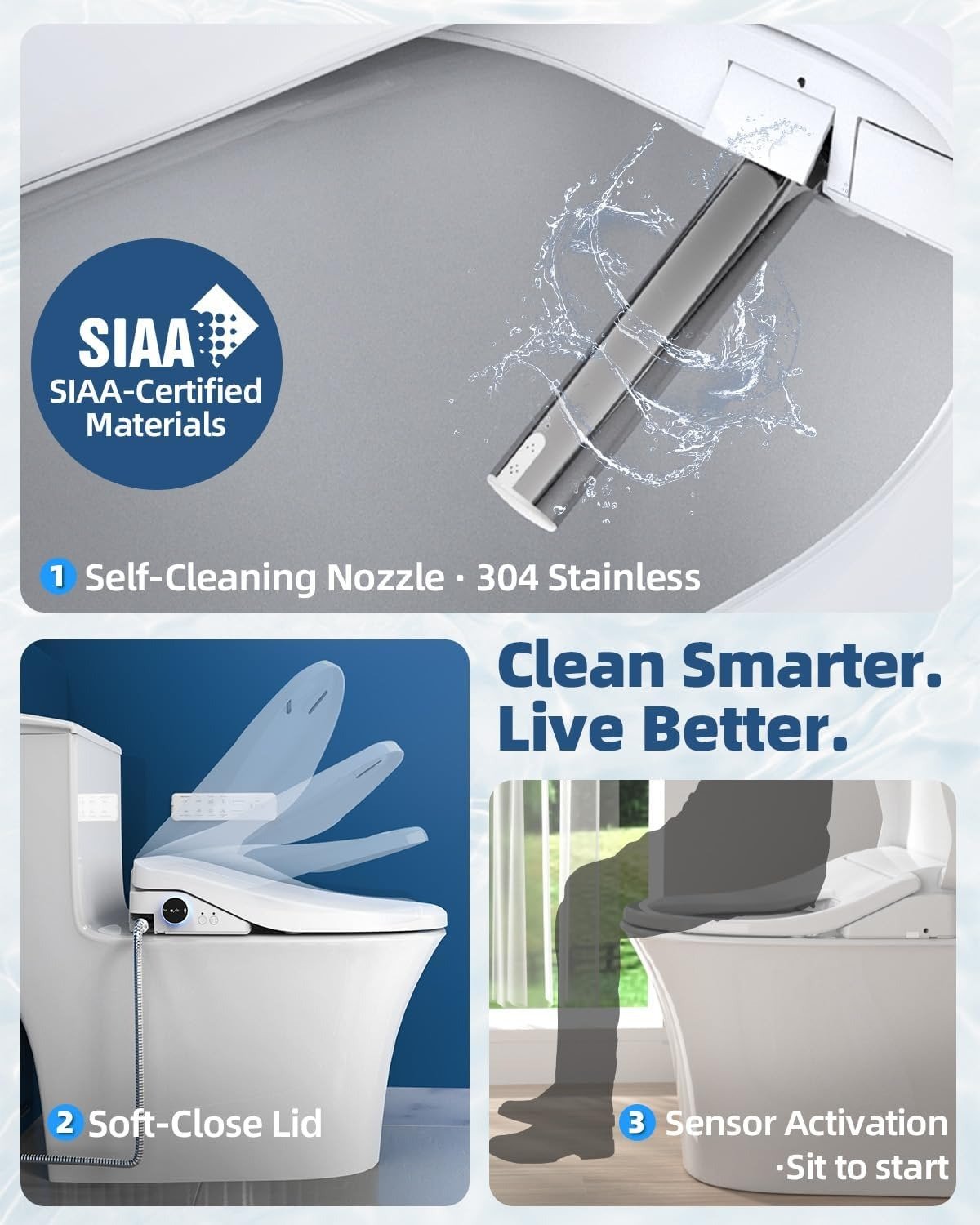 Elongated Electric Bidet Toilet Seat with Instant Warm Water & Dryer, Wireless Remote Bidet