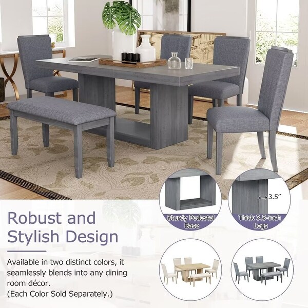 Extendable Dining Table Set with Removable Leaf,4 Upholstered Chair