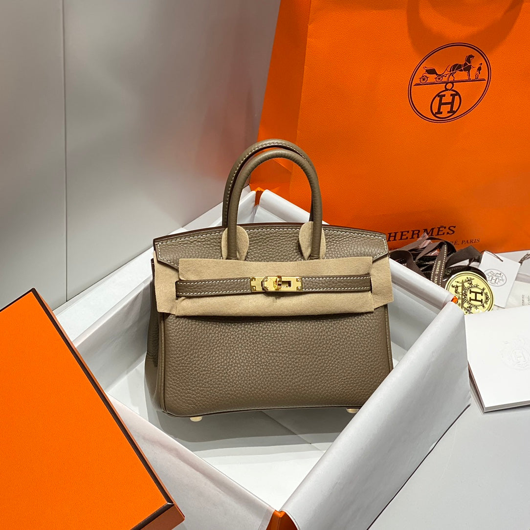 Hermes Birkin 20Cm Etoupe Togo Leather Gold Hardware